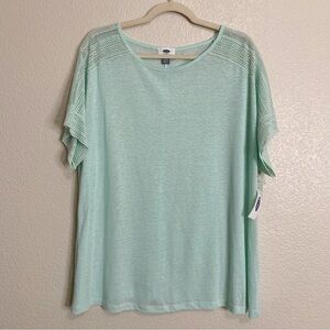NWT Old Navy Linen Blend Lace Sleeves Lightweight Top, Size 1X